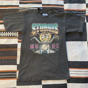 Vintage Kids 90’s Miller Sturgis Double Sided Tee Shirt. M. Taz Looney Toons.